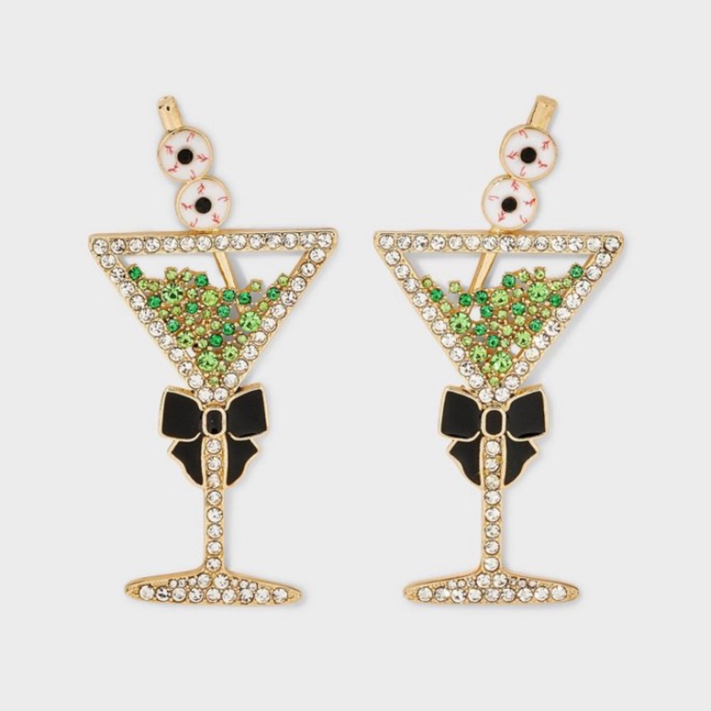 🍸NWT-Sugarfix x Baublebar Martini Halloween Statement Earrings.Ghouls Night Out